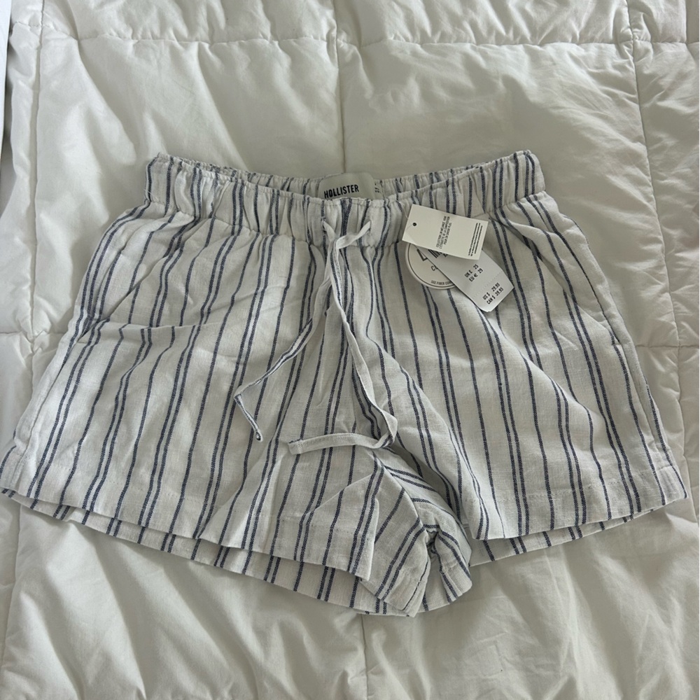 Hollister White and Blue Striped Shorts